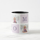 Modernes Collage Foto Beste Mama je Lila Geschenk Tasse (Zentrum)