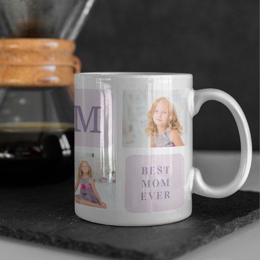 Modernes Collage Foto Beste Mama je Lila Geschenk Tasse
