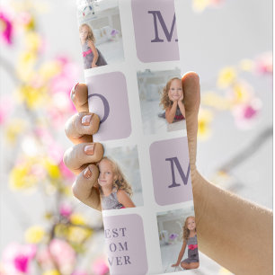 Modernes Collage Foto Beste Mama je Lila Geschenk Thermosbecher