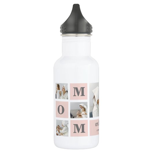 Modernes Collage Foto Beste Mama je rosa Geschenk Edelstahlflasche (Links)