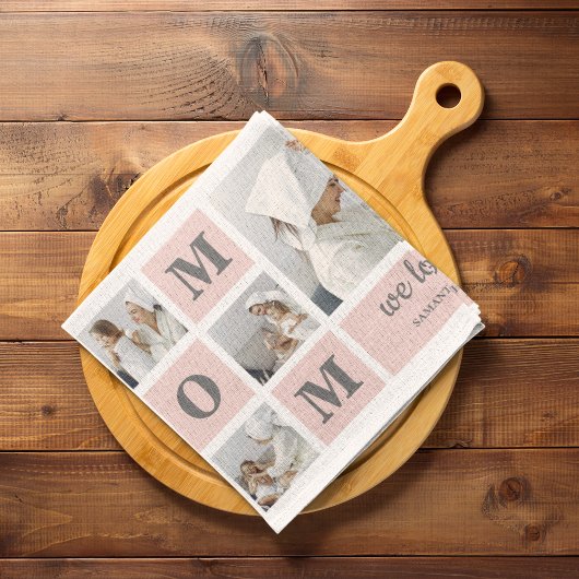 Modernes Collage Foto Beste Mama je rosa Geschenk Geschirrtuch