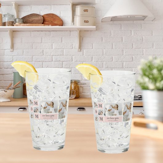 Modernes Collage Foto Beste Mama je rosa Geschenk Glas