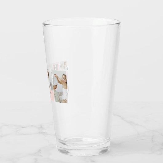 Modernes Collage Foto Beste Mama je rosa Geschenk Glas (Links)