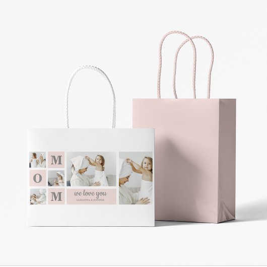 Modernes Collage Foto Beste Mama je rosa Geschenk Große Geschenktüte