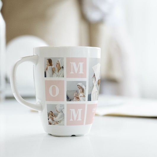 Modernes Collage Foto Beste Mama je rosa Geschenk Milchtasse
