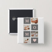 Modernes Collage Foto Beste Mama Rosa & Grau Gesch Button (Vorne & Hinten)