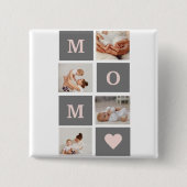 Modernes Collage Foto Beste Mama Rosa & Grau Gesch Button (Vorderseite)