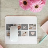 Modernes Collage Foto Beste Mama Rosa & Grau Gesch Mousepad