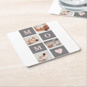 Modernes Collage Foto Beste Mama Rosa & Grau Gesch Rechteckiger Pappuntersetzer (angewinkelt)