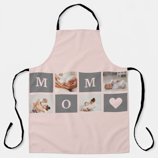 Modernes Collage Foto Beste Mama Rosa & Grau Gesch Schürze (Vorderseite)
