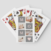 Modernes Collage Foto Beste Mama Rosa & Grau Gesch Spielkarten (Rückseite)