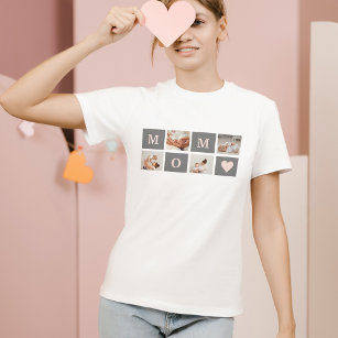 Modernes Collage Foto Beste Mama Rosa & Grau Gesch T-Shirt