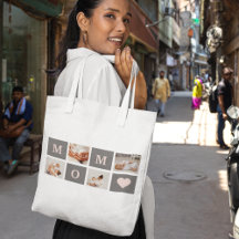 Modernes Collage Foto Beste Mama Rosa & Grau Gesch