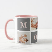 Modernes Collage Foto Beste Mama Rosa & Grau Gesch Tasse (Links)