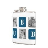 Modernes Collage Foto Blue Best Hubby je Geschenk Flachmann (Links)