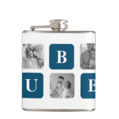 Modernes Collage Foto Blue Best Hubby je Geschenk Flachmann (Vorderseite)