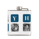 Modernes Collage Foto Blue Best Hubby je Geschenk Flachmann (Rückseite)