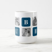 Modernes Collage Foto Blue Best Hubby je Geschenk Kaffeetasse (Mittel)