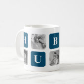 Modernes Collage Foto Blue Best Hubby je Geschenk Kaffeetasse (Vorderseite Links)