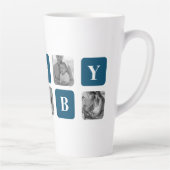 Modernes Collage Foto Blue Best Hubby je Geschenk Milchtasse (Rechts)