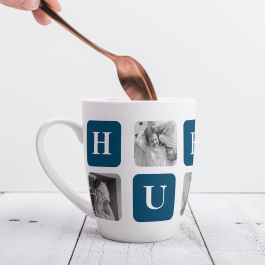 Modernes Collage Foto Blue Best Hubby je Geschenk Milchtasse