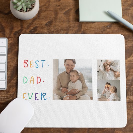 Modernes Collage Foto Farbenfroh Bester Vater je G Mousepad