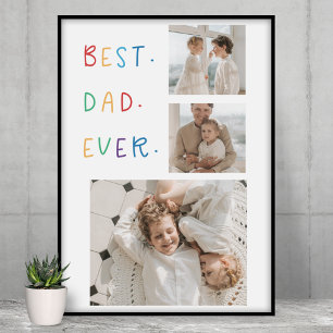 Modernes Collage Foto Farbenfroh Bester Vater je G Poster