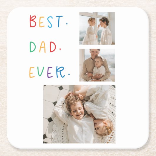 Modernes Collage Foto Farbenfroh Bester Vater je G Rechteckiger Pappuntersetzer (Vorderseite)