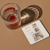 Modernes Collage Foto Farbenfroh Bester Vater je G Rechteckiger Pappuntersetzer