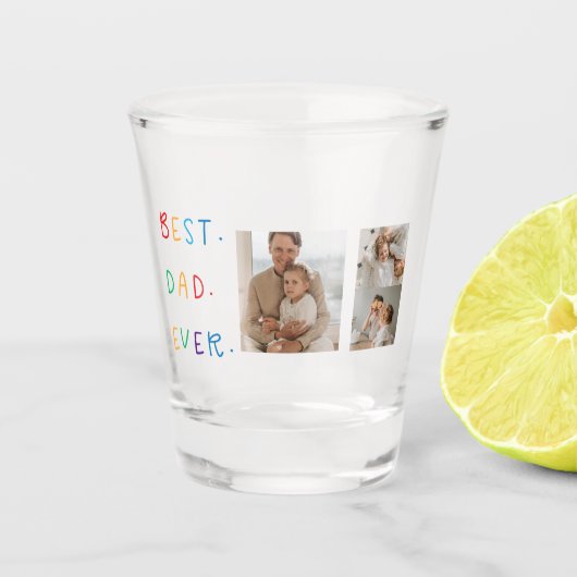 Modernes Collage Foto Farbenfroh Bester Vater je G Schnapsglas (Vorderseite)