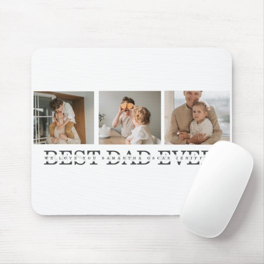 Modernes Collage Foto & Grau Bester Vater je Gesch Mousepad (Mit Mouse)