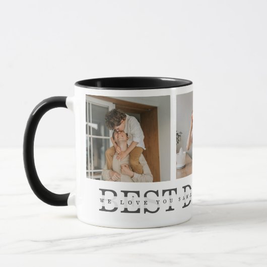 Modernes Collage Foto & Grau Bester Vater je Gesch Tasse (Links)
