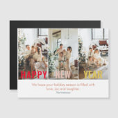 Modernes Collage Foto & Happy New Year Magnetkarte (Vorne/Hinten)