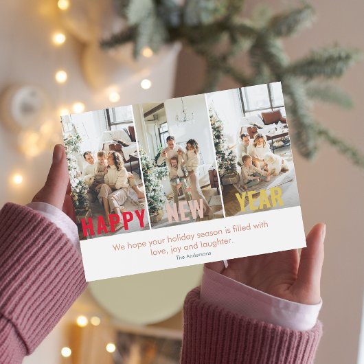 Modernes Collage Foto & Happy New Year Magnetkarte