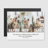 Modernes Collage Foto & Happy New Year Magnetkarte (Vorne/Hinten)