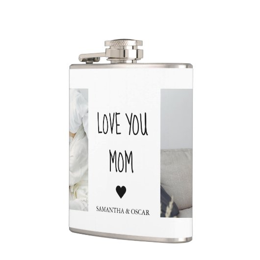 Modernes Collage Foto Liebe Mama Bestes Geschenk Flachmann (Links)