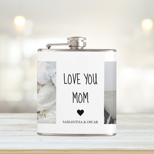 Modernes Collage Foto Liebe Mama Bestes Geschenk Flachmann