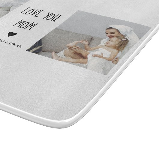 Modernes Collage Foto Liebe Mama Bestes Geschenk Schneidebrett (Ecke)
