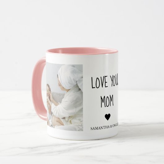 Modernes Collage Foto Liebe Mama Bestes Geschenk Tasse (Vorderseite Links)