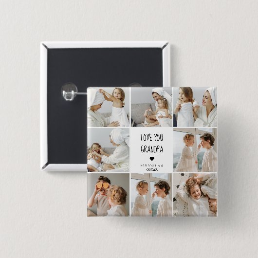 Modernes Collage Foto Liebe Opa Bestes Geschenk Button (Vorne & Hinten)