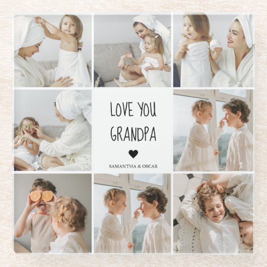 Modernes Collage Foto Liebe Opa Bestes Geschenk Glasuntersetzer (Vorderseite)