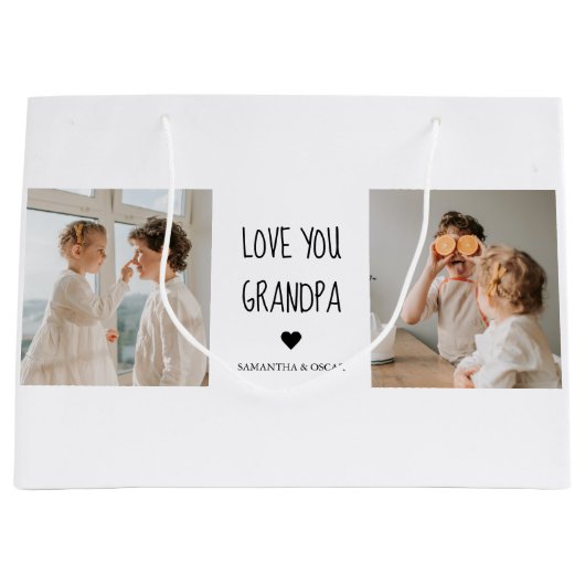 Modernes Collage Foto Liebe Opa Bestes Geschenk Große Geschenktüte (Vorderseite)