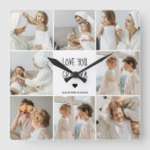 Modernes Collage Foto Liebe Opa Bestes Geschenk Quadratische Wanduhr (Vorderseite)