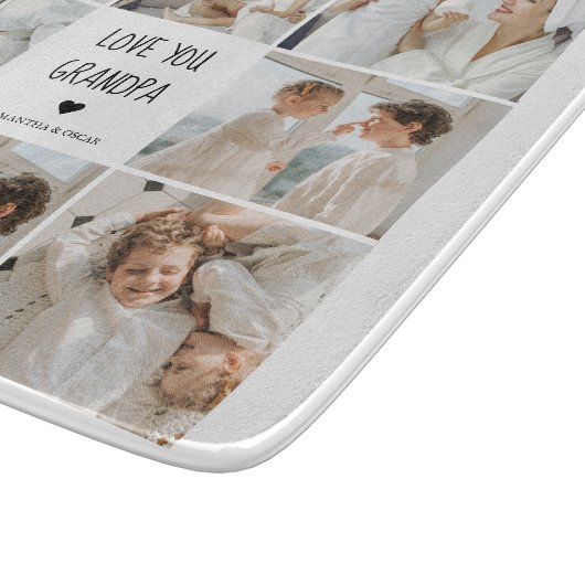 Modernes Collage Foto Liebe Opa Bestes Geschenk Schneidebrett (Ecke)