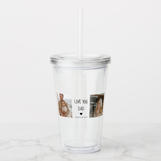 Modernes Collage Foto & Liebe Sie Vater Geschenk Acryltrinkbecher (Vorderseite)