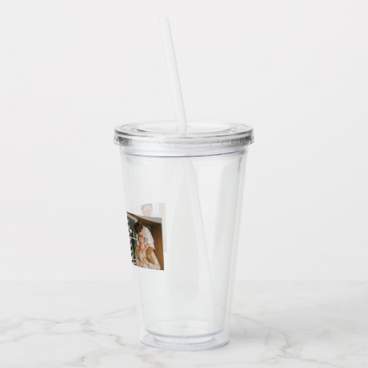 Modernes Collage Foto & Liebe Sie Vater Geschenk Acryltrinkbecher (Links)