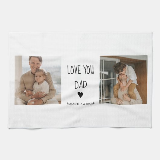 Modernes Collage Foto & Liebe Sie Vater Geschenk Geschirrtuch (Horizontal)