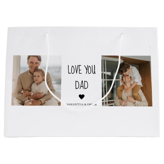 Modernes Collage Foto & Liebe Sie Vater Geschenk Große Geschenktüte (Vorderseite)