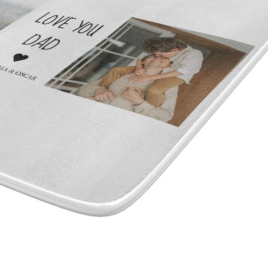 Modernes Collage Foto & Liebe Sie Vater Geschenk Schneidebrett (Ecke)