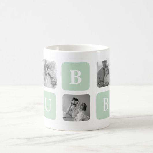 Modernes Collage Foto Minze Bestes Hubby-Geschenk Kaffeetasse (Mittel)